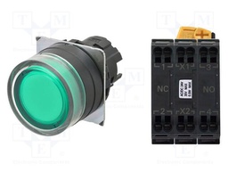 Switch: push-button; 22mm; Stabl.pos: 1; flat; Pos: 2