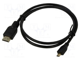 Cable; HDMI 1.4; HDMI plug,micro HDMI plug; Len: 1m; black; 32AWG