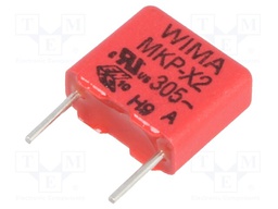 Capacitor: polypropylene; X2; 10nF; 7.5mm; ±10%; 4x9x10mm; 305VAC