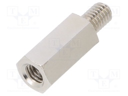 Screwed spacer sleeve; Int.thread: M6; 20mm; Ext.thread: M6; brass