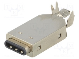 Plug; USB C; for cable; soldering; straight; USB 3.1; gold flash