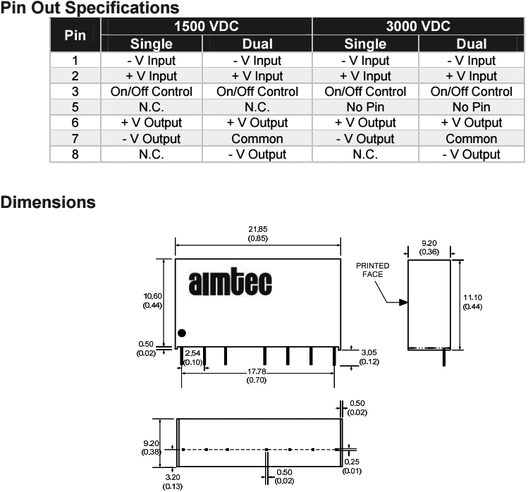 Converter: DC/DC; 6W; Uin: 18÷75V; Uout: 5VDC; Iout: 1.2A; SIP8; 4.5g