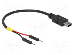 Cable; USB 2.0; USB B mini plug,1pin pin header x2; 0.1m; black