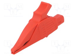 Crocodile clip; 19A; red; Grip capac: max.39.5mm; Socket size: 4mm