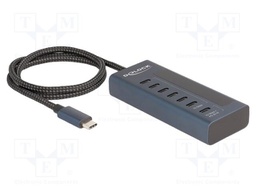 Hub USB; DC socket,USB C socket x7,USB C plug; navy blue; 0.6m