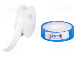 Tape: sealing; W: 12mm; L: 12m; white; PTFE; max.260°C