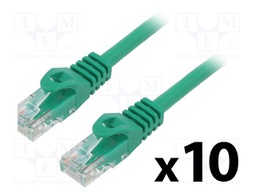 Patch cord; U/UTP; 6; stranded; CCA; PVC; green; 0.5m; 26AWG; Cores: 8