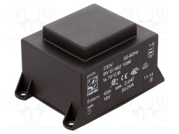 Transformer: encapsulated; 33VA; 230VAC; 18V; 1833mA; Mounting: PCB