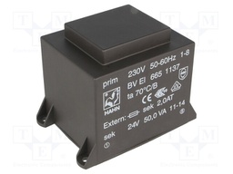 Transformer: encapsulated; 50VA; 230VAC; 24V; 2083mA; Mounting: PCB