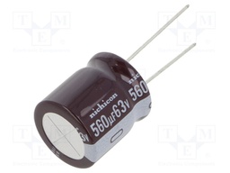 Capacitor: electrolytic; low impedance; THT; 560uF; 63VDC; ±20%