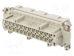Connector: HDC; female; HE; PIN: 24; 24+PE; size 8; w/o contacts; 16A