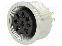 Connector: M16; female; IP68; socket; soldering; 60V; PIN: 8; 5A