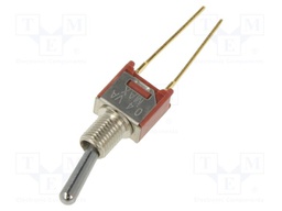 Switch: toggle; Pos: 2; SPST-NO; OFF-ON; 0.02A/20VAC; 0.02A/20VDC