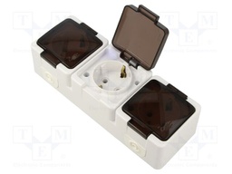 Connector: AC supply; socket; 2P+PE; 250VAC; 16A; white; wall mount