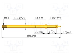 Test needle; Spring compression: 4mm; 5mm; 5A; CuBe; gold-plated