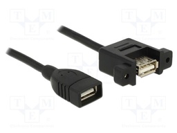 Cable; USB 2.0; USB A socket,both sides; 0.5m; black; 24AWG,28AWG