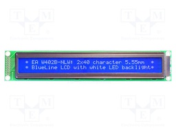 Display: LCD; alphanumeric; STN Negative; 40x2; blue; 182x33.5mm
