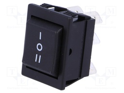 ROCKER; DP3T; Pos: 3; ON-OFF-ON; 16A/250VAC; 20A/28VDC; black; none