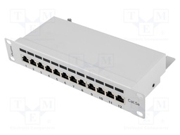 Patch panel; white; Number of ports: 12; Cat: 5e; RJ45 socket x12