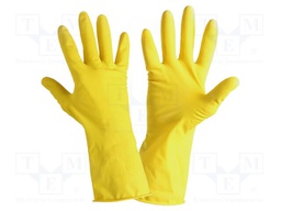 Protective gloves; Size: 9; yellow; latex; tag
