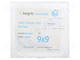 Wipe: cloth; polyester; 100pcs; 228.6x228.6mm; Cleanroom