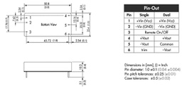 Converter: DC/DC; 40W; Uin: 43÷160V; 15VDC; Iout: 2666mA; 2"x1"; 32g