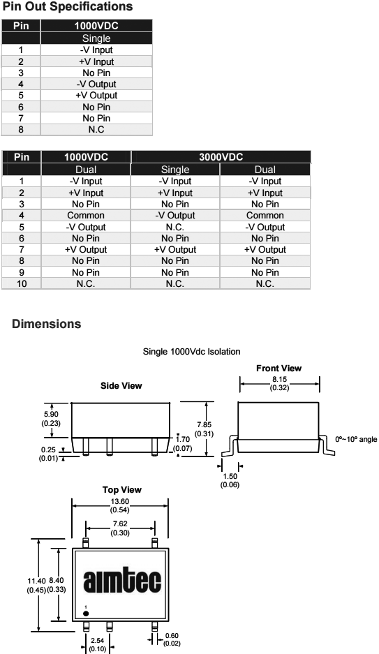 Converter: DC/DC; 1W; Uin:4.5÷5.5V; Uout:12VDC; Uout2:-12VDC; SMD