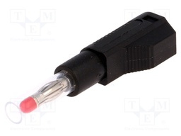 Plug; 4mm banana; 32A; black; insulated,with 4mm axial socket