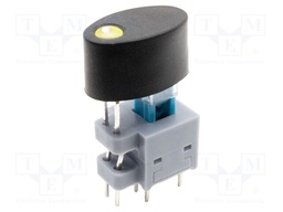 Push-button; DPDT; Pos: 2; 0.1A/30VDC; THT; LED; yellow; 2.5N; ON-ON