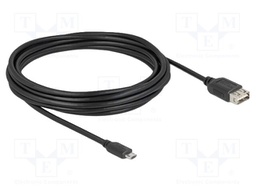 Cable; USB 2.0; gold-plated; 5m; black; 24AWG,28AWG; 480Mbps