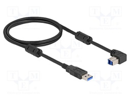 Cable; USB A plug,USB B plug 90° up/down; gold-plated; 1m; black