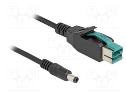 Cable; DC 5,5/2,1 plug,PoweredUSB plug; 1m; black; straight; 12V
