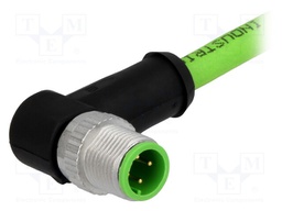 Plug; M12; PIN: 4; male; D code-Ethernet; 2m; Insulation: TPU; cables