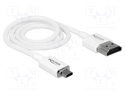 Cable; HDMI plug,micro HDMI plug; Len: 0.5m; white; 36AWG; Core: Cu