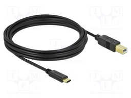 Cable; USB 2.0; USB B plug,USB C plug; 4m; black; 22AWG,26AWG