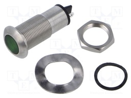 Indicator: LED; flat; 110VAC; Cutout: Ø12.7mm; IP67; Body: silver