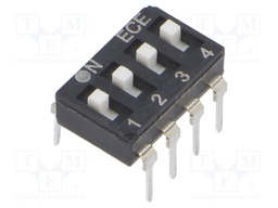 Switch: DIP-SWITCH; Poles number: 4; OFF-ON; 0.025A/24VDC; Pos: 2/4
