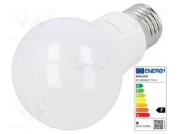 LED lamp; warm white; E27; 230VAC; 806lm; 7.5W; 200°; 3000K