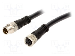 Cable: for sensors/automation; M8-M8; male; female; PIN: 4; plug