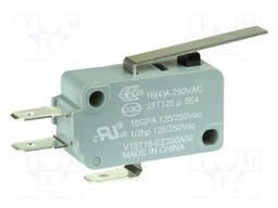 Microswitch SNAP ACTION; with lever; SPDT; 16A/250VAC; ON-(ON)