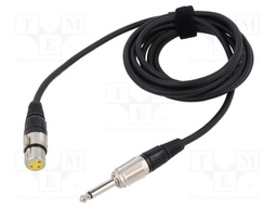Cable; Jack 6,3mm 2pin plug,XLR female 3pin; 3m; black; 0.25mm2