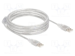 Cable; USB 2.0; USB A plug,both sides; 5m; transparent; 480Mbps