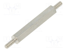 Screwed spacer sleeve; 35mm; Ext.thread: M3; hexagonal; brass