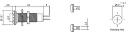 Indicator: LED; flat; 110VAC; Cutout: Ø8.1mm; IP67; brass; ØLED: 7mm