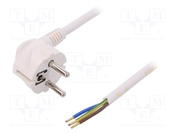 Cable; SCHUKO plug,CEE 7/7 (E/F) plug angled,wires; 5m; white
