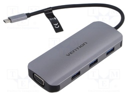 Hub USB; USB 3.0; grey; Number of ports: 6; 0.15m; Colour: black