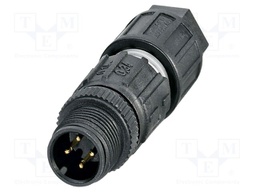 Connector: M12; plug; PIN: 4; 125V; straight; IP65; IDC; A code; 4A