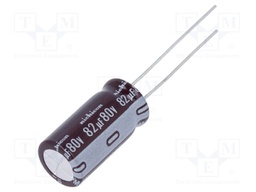 Capacitor: electrolytic; low impedance; THT; 82uF; 80VDC; Ø10x20mm
