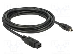 Cable; FireWire 4pin plug,FireWire 9pin plug; 3m; black; 28AWG