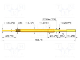 Test needle; Spring compression: 9.5mm; 10mm; 10A; CuBe; Ø: 2.8mm